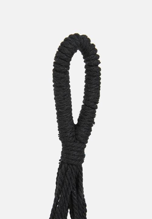 H&S - Macrame with flowerpot- black