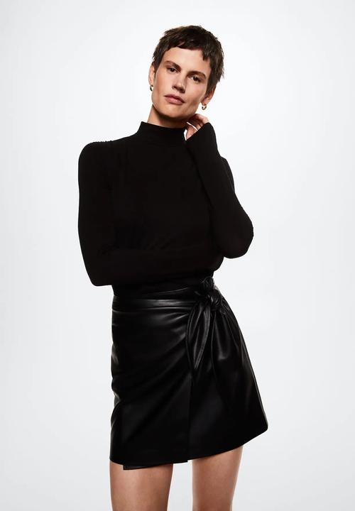 MANGO - Skirt pareo - black