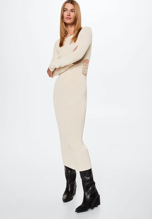 MANGO - Dress bones - light beige