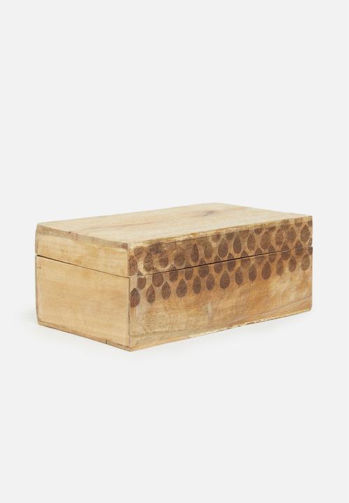 Storage Solutions - Etched decor box set of 3- natural