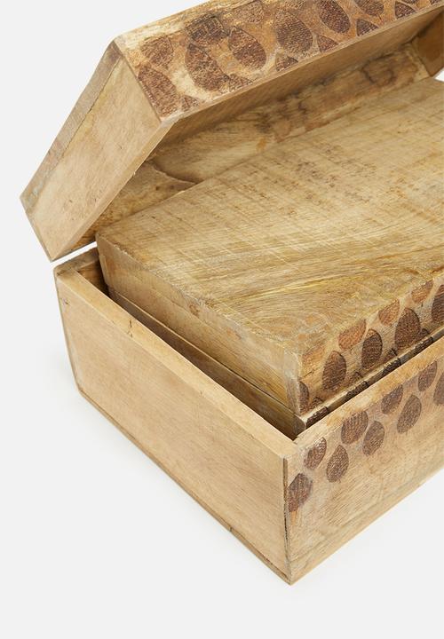 Storage Solutions - Etched decor box set of 3- natural