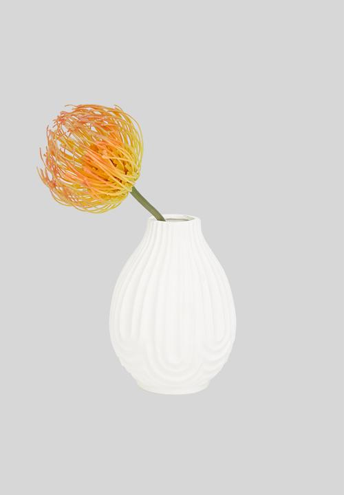 H&S - Deco long porcelain vase - matte white