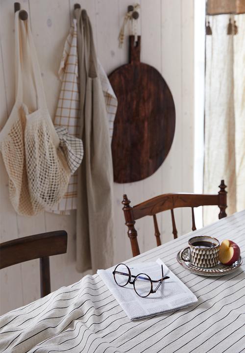 H&M - Striped linen-blend tablecloth - beige/multi
