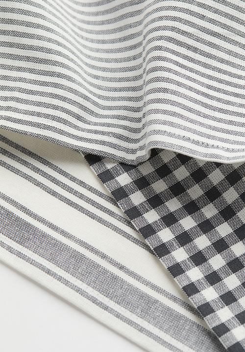 H&M - 3-pack cotton tea towels - grey/multi