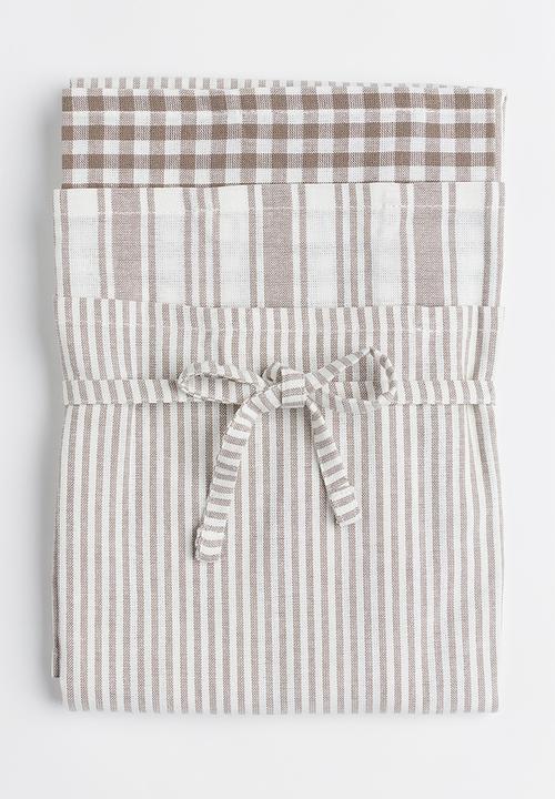 H&M - 3-pack cotton tea towels - brown/multi