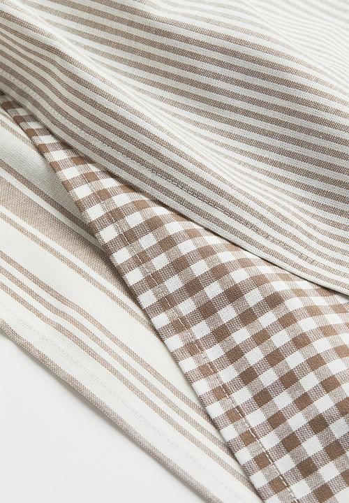 H&M - 3-pack cotton tea towels - brown/multi