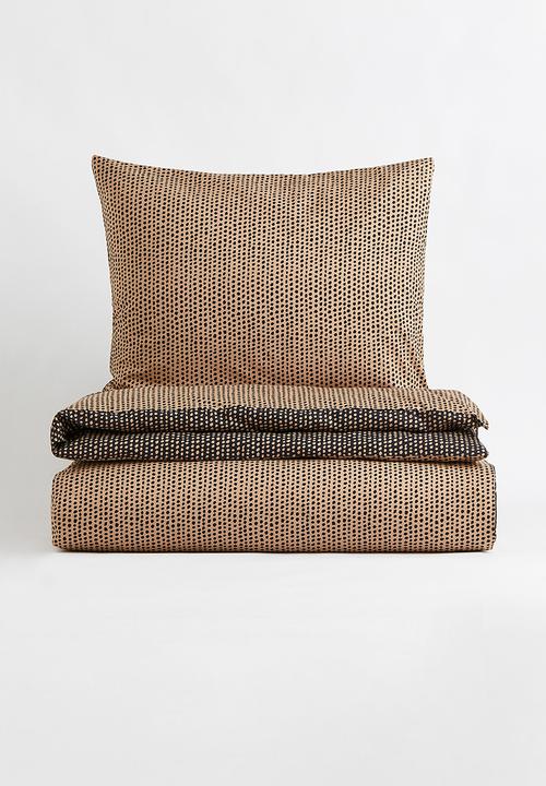 H&M - Patterned single duvet cover set - beige/multi