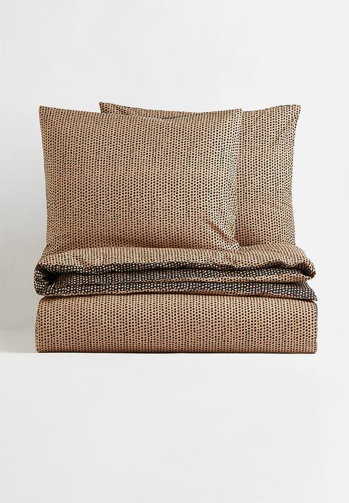 H&M - Patterned double/king duvet cover set - beige/multi