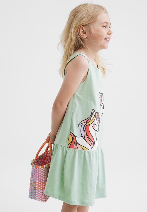H&M - Patterned jersey dress - light green/unicorns