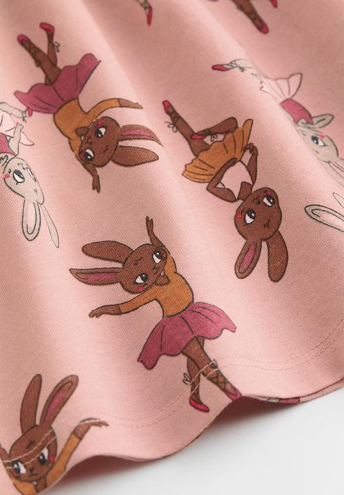 H&M - Patterned jersey dress - light pink/rabbit ballerinas