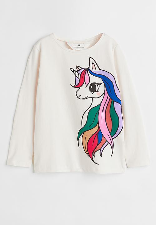 H&M - Printed jersey top - cream/unicorn