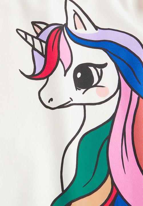 H&M - Printed jersey top - cream/unicorn