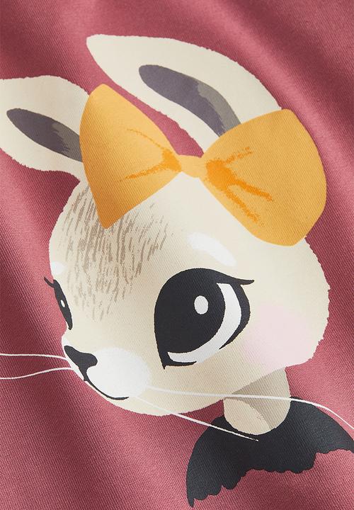 H&M - Printed jersey top - dark red/rabbit