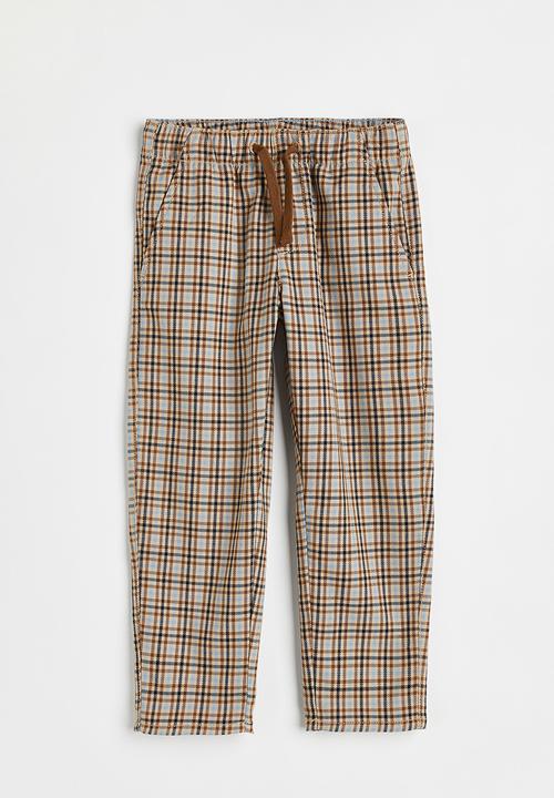 H&M - Relaxed fit pull-on trousers - beige/checked