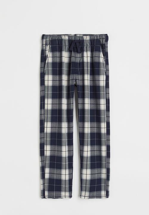 H&M - Relaxed fit pull-on trousers - dark blue/checked