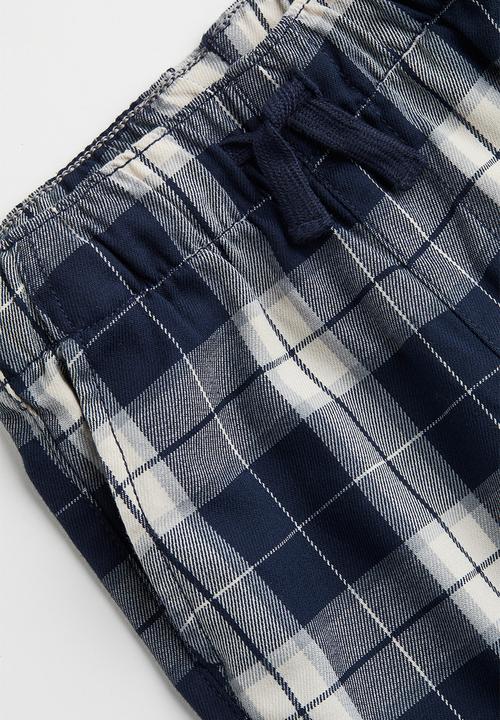 H&M - Relaxed fit pull-on trousers - dark blue/checked