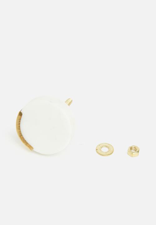 Sixth Floor - Marble knob set of 2 - white & gold