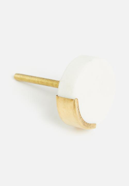 Sixth Floor - Marble knob set of 2 - white & gold