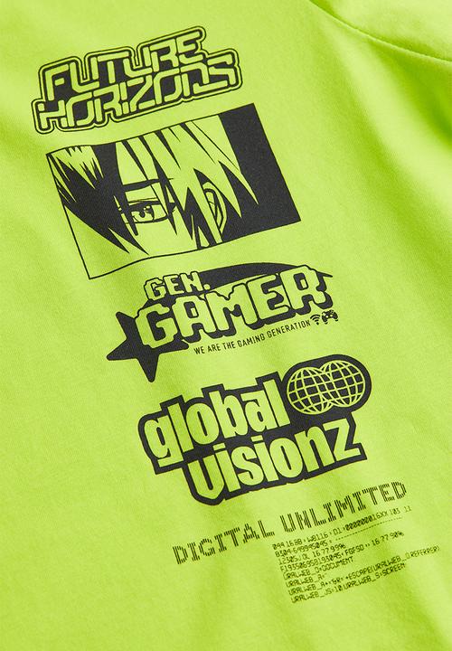H&M - Cotton T-shirt - neon green/future horizons