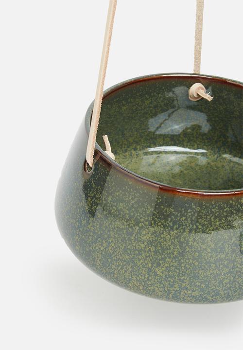Present Time - Hanging pot unique - green