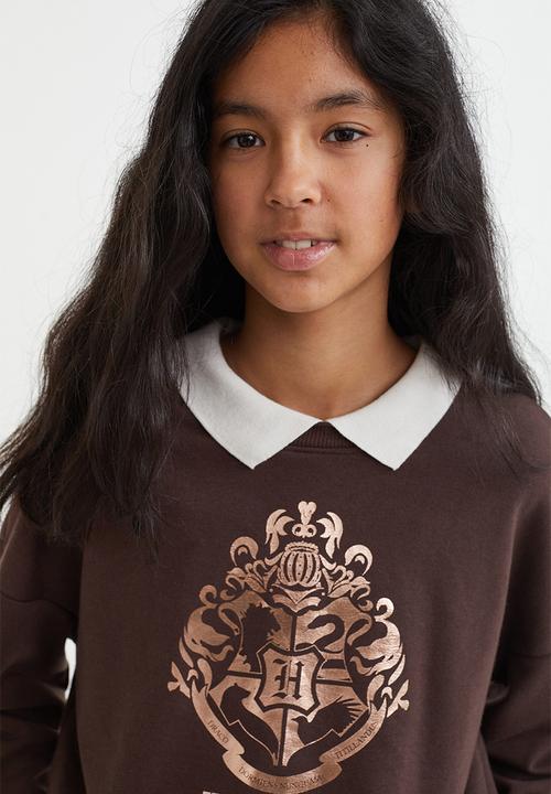 H&M - Boxy printed sweatshirt - dark brown/harry potter