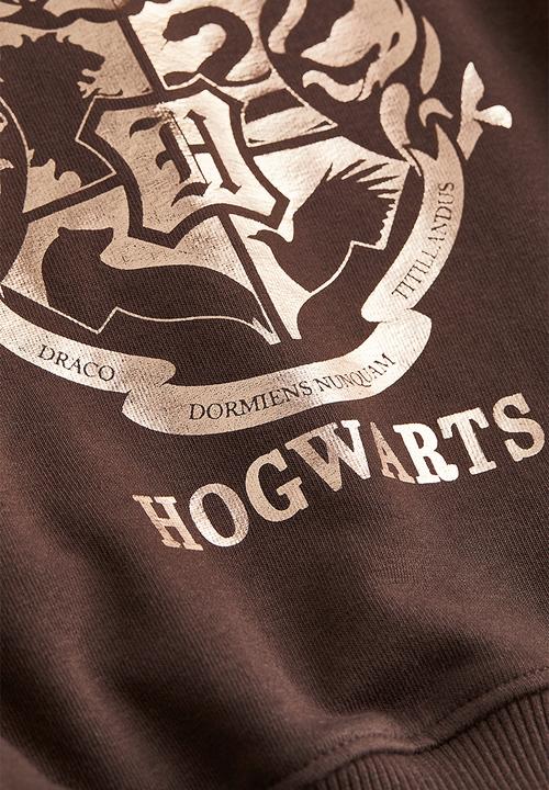 H&M - Boxy printed sweatshirt - dark brown/harry potter