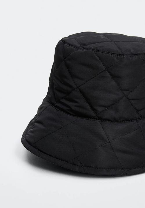 MANGO - Quilted bucket hat - black