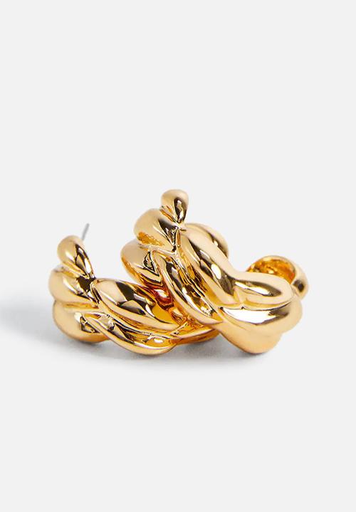 MANGO - Embossed hoop earrings - gold