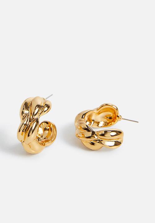 MANGO - Embossed hoop earrings - gold