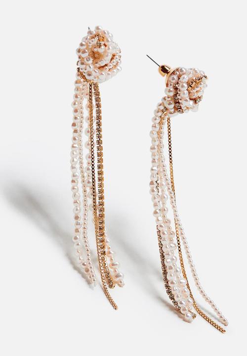 MANGO - Pearl cascade earrings - gold