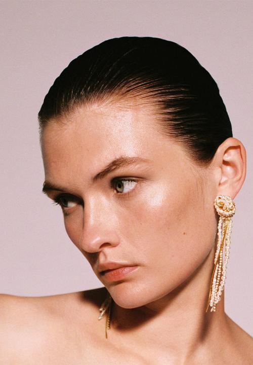 MANGO - Pearl cascade earrings - gold
