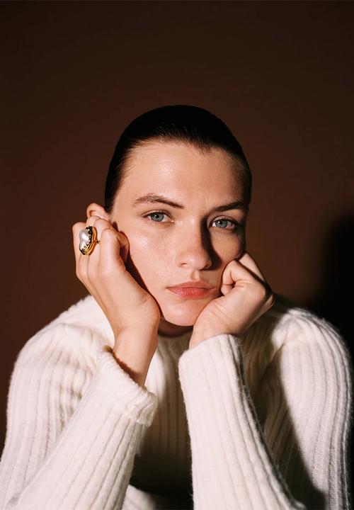 MANGO - Large pearl ring - gold