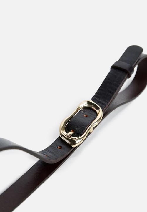 MANGO - Maxi buckle leather belt - black