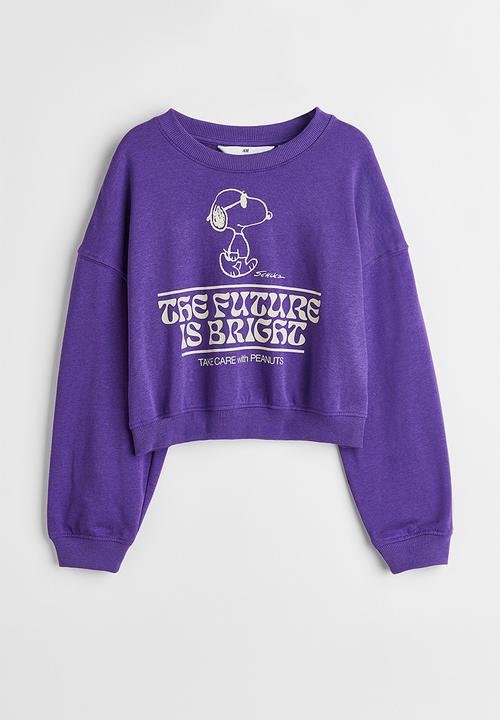 H&M - Boxy printed sweatshirt - dark purple/snoopy