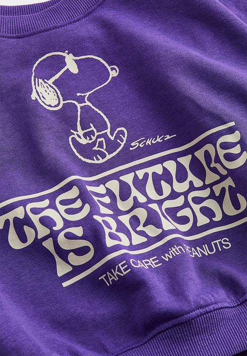 H&M - Boxy printed sweatshirt - dark purple/snoopy