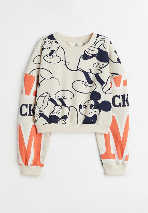 H&M - Boxy printed sweatshirt - light beige/mickey mouse