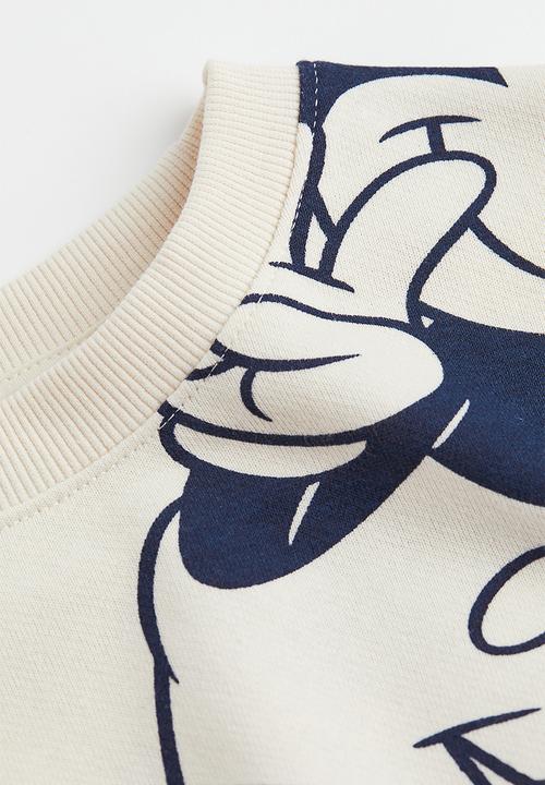 H&M - Boxy printed sweatshirt - light beige/mickey mouse