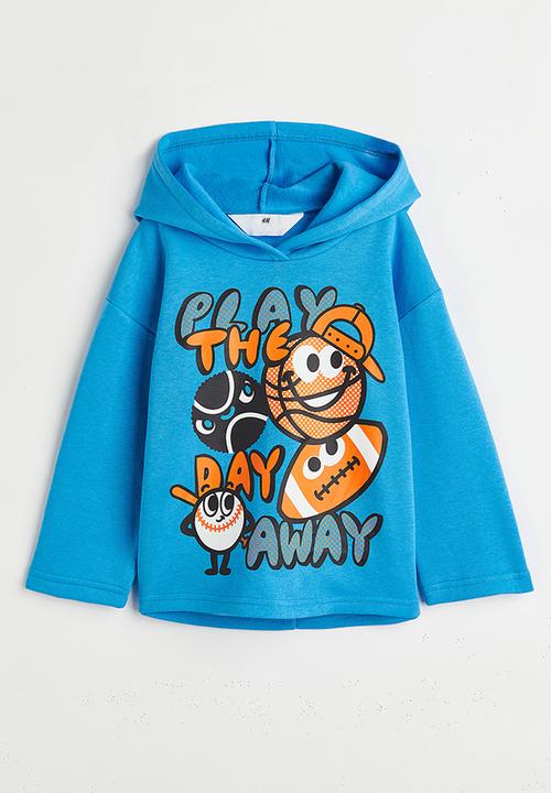 H&M - Printed hoodie - blue/play the day away