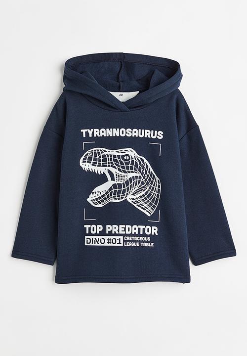 H&M - Printed hoodie - dark blue/dinosaur