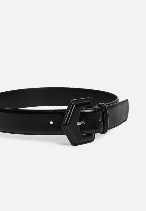 MANGO - Covered buckle belt - black
