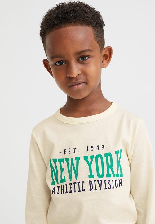 H&M - Cotton jersey top - natural white/new york