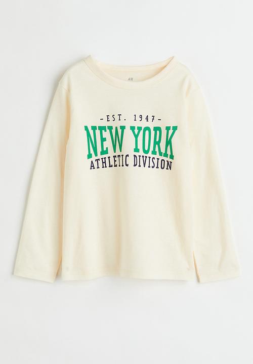 H&M - Cotton jersey top - natural white/new york