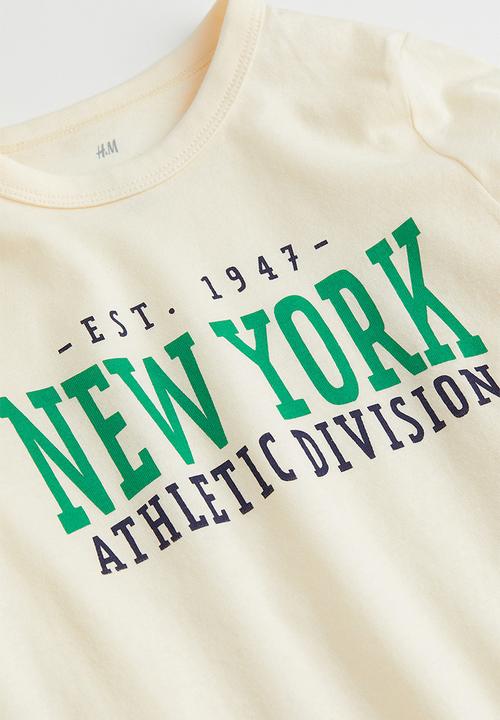 H&M - Cotton jersey top - natural white/new york
