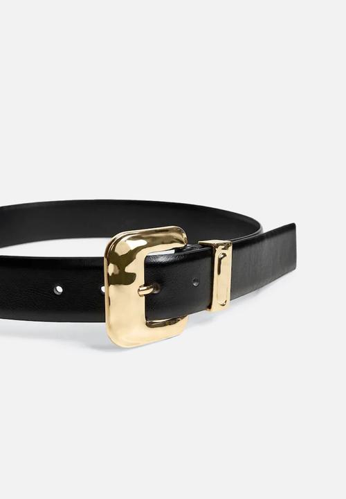 MANGO - Square buckle belt - black