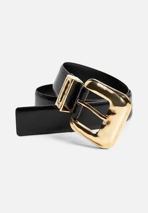 MANGO - Square buckle belt - black