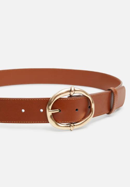 MANGO - Rounded buckle belt - medium brown