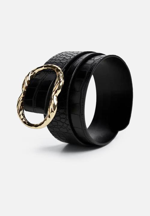 MANGO - Rounded buckle belt - black