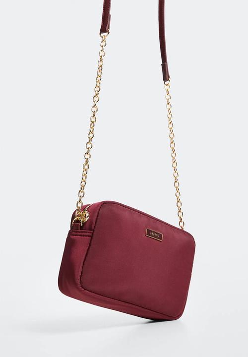 MANGO - Chain mini bag - burgundy