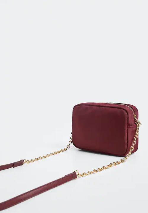 MANGO - Chain mini bag - burgundy