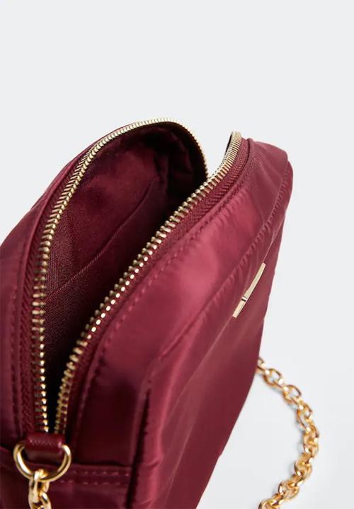 MANGO - Chain mini bag - burgundy